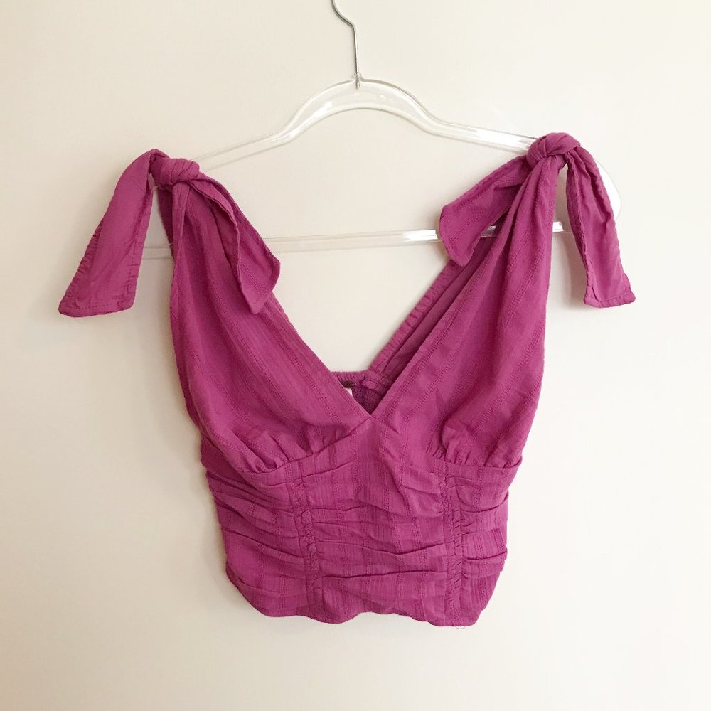 Free People Tie Shoulder Crop Top